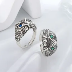 925 Sterling Silver Owl Zircon Open Rings For Women Wedding Engagement Luxury Jewelry Accessories Wholesale Jewellery