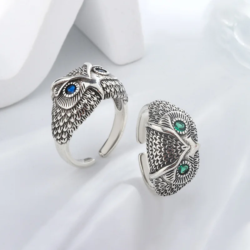 925 Sterling Silver Owl Zircon ​​Open Rings For Women Wedding Engagement Luxury Jewelry Accessories Wholesale Jewellery