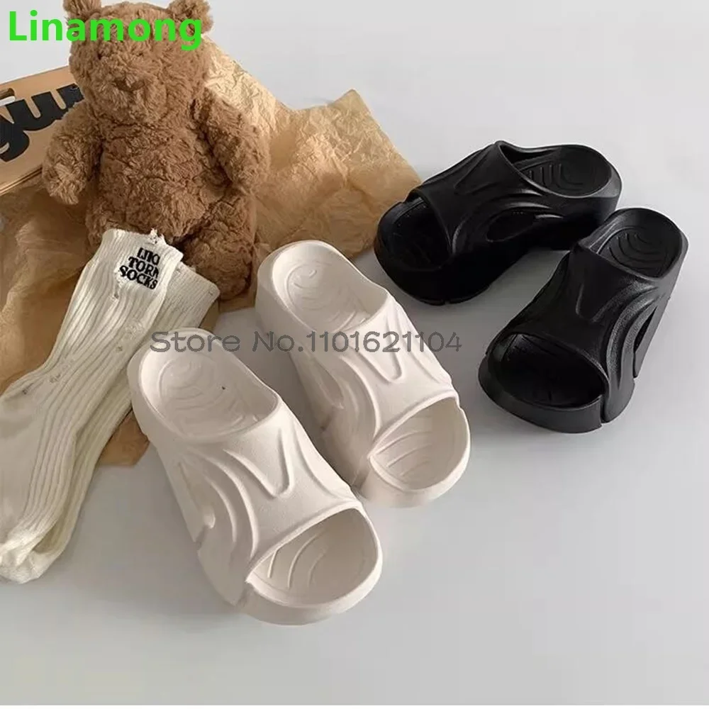 

Soft Thick Sole Round Toe Slippers For Female Women 2024 Summer New Outside Casual Solid Concise Design Non-slip Mule Shoes
