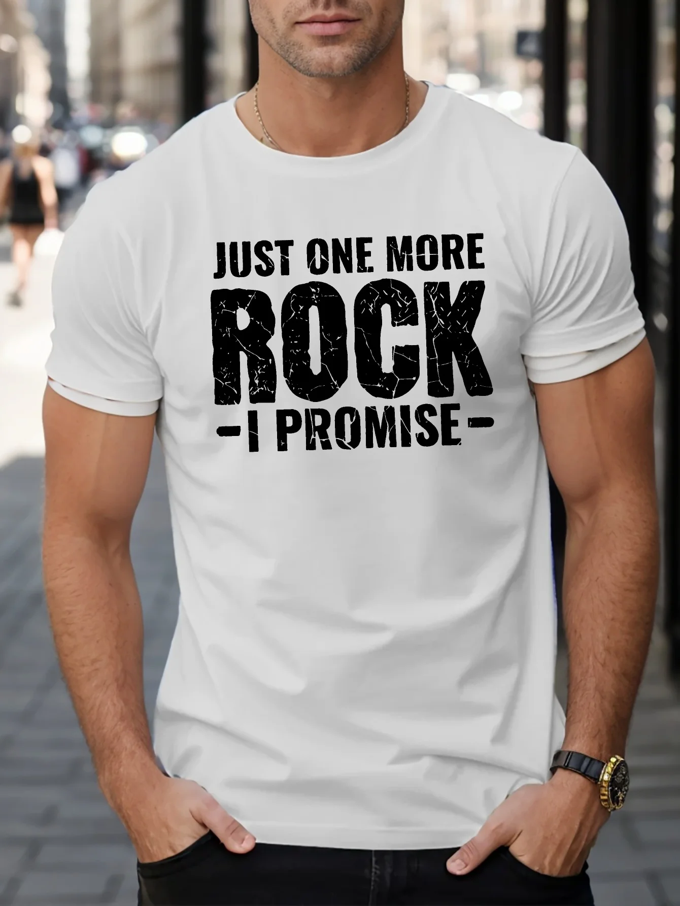 Just One More Rock T-Shirt 100% Cotton O-Neck Short Sleeve Summer Casual Mens T-shirt Streetwear