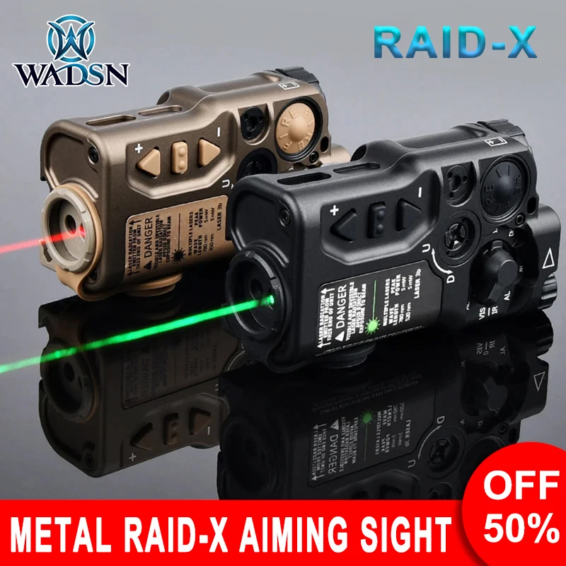 

WADSN Metal RAID-X Aiming Sight Red Green Blue IR Laser Strobe Tactical infrared Hunting Device Raid Lasers Adjust for 20mm Rail