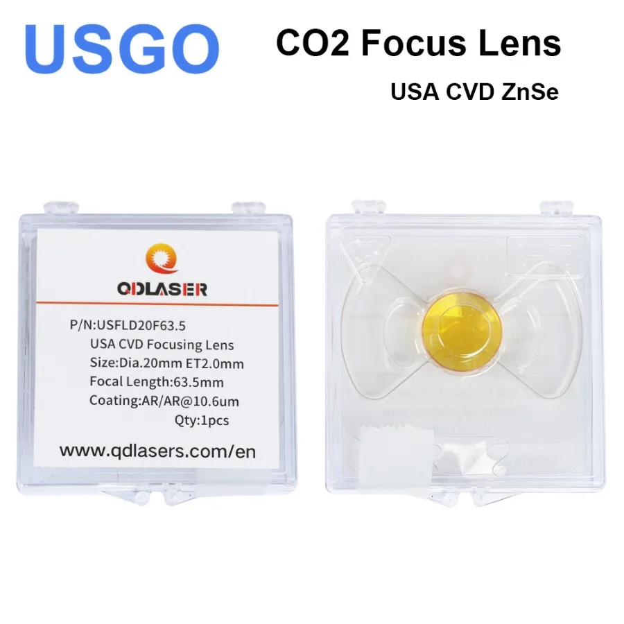 USGO High Quality USA CVD ZnSe Co2 Laser Lens DIA 12 15 18 19.05 20 FL 38.1 50.8 63.5 76.2 101.6 127mm Focus Length