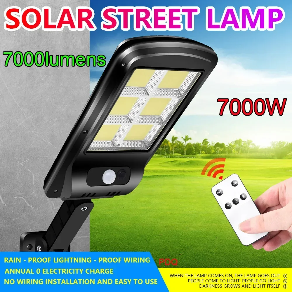 

7000 Lumens Super Bright Solar Street Lamp Garden Outdoor Security LED COB Path Light Waterproof Motion Sensor Wall Night Lights