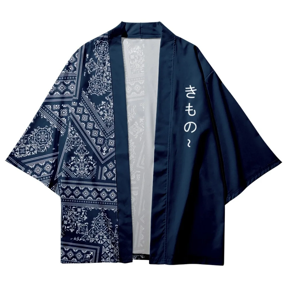 2026 Kimono Flower Print Boys Girls Harajuku Kimono Haori Cardigan Jacket Children Beach Wear Cloak