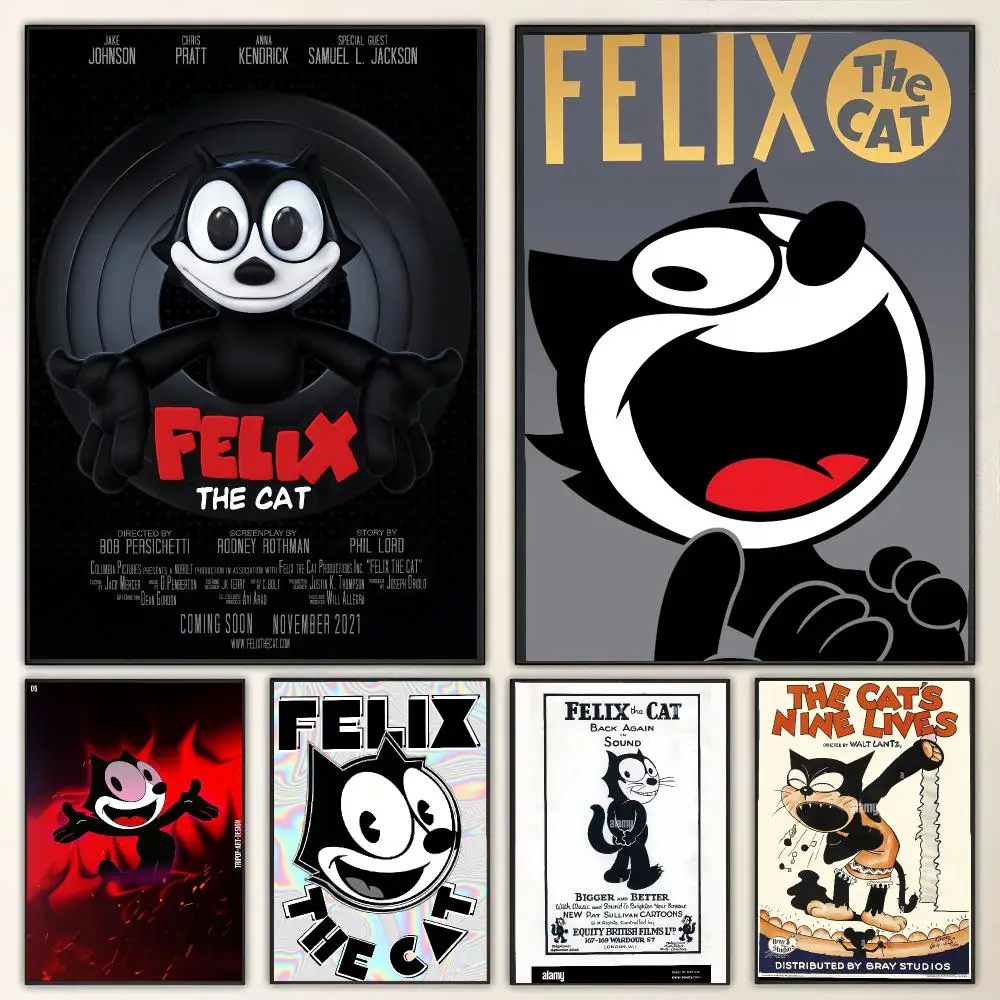 Cartoon F-Felix The Cat Painting Calligraphy Canvas Poster Wall Art for Living Room Bedroom Cafe Decor Gift