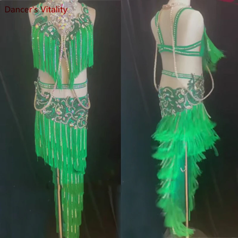 

Belly Dance Performance Costume Set Cusomzied Adult Children Belly Dancing Bra+short Tassel Skirt 2pcs Oriental Dance Clothing