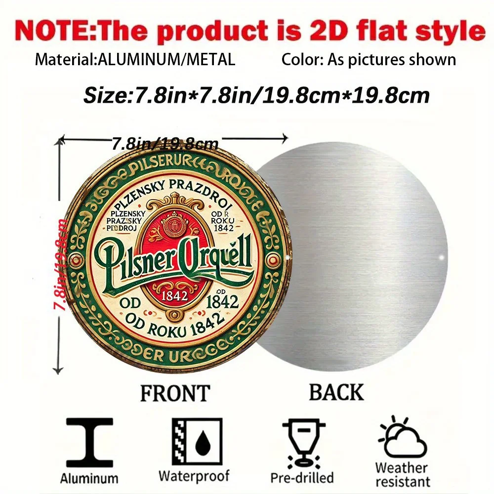 Vintage 2D Flat Round Tin Sign - 