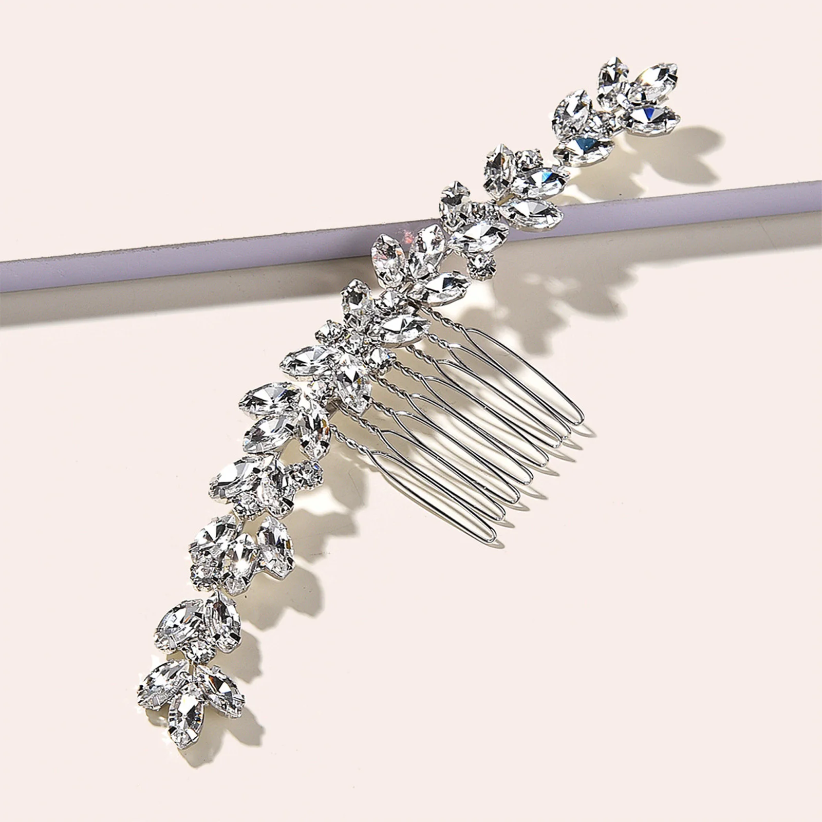 Crystal Leaves Wedding Hair Pins Alloy Diamante Hair Combs for Women Girls Hair Ornament