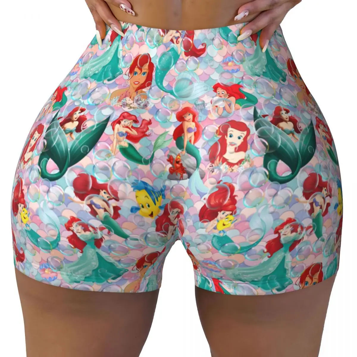 

Пользовательские Ариэль Русалочка Манга Волейбольные Байкерские Спортивные Шорты Женские Спортивные Шорты Для Йоги