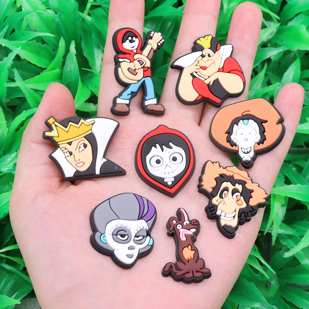 Hot Sale 1-8pcs PVC Shoe Charms Miniso Disney Cartoon Coco Miguel Hector Accessories Slippers Decorations For Birthday Present