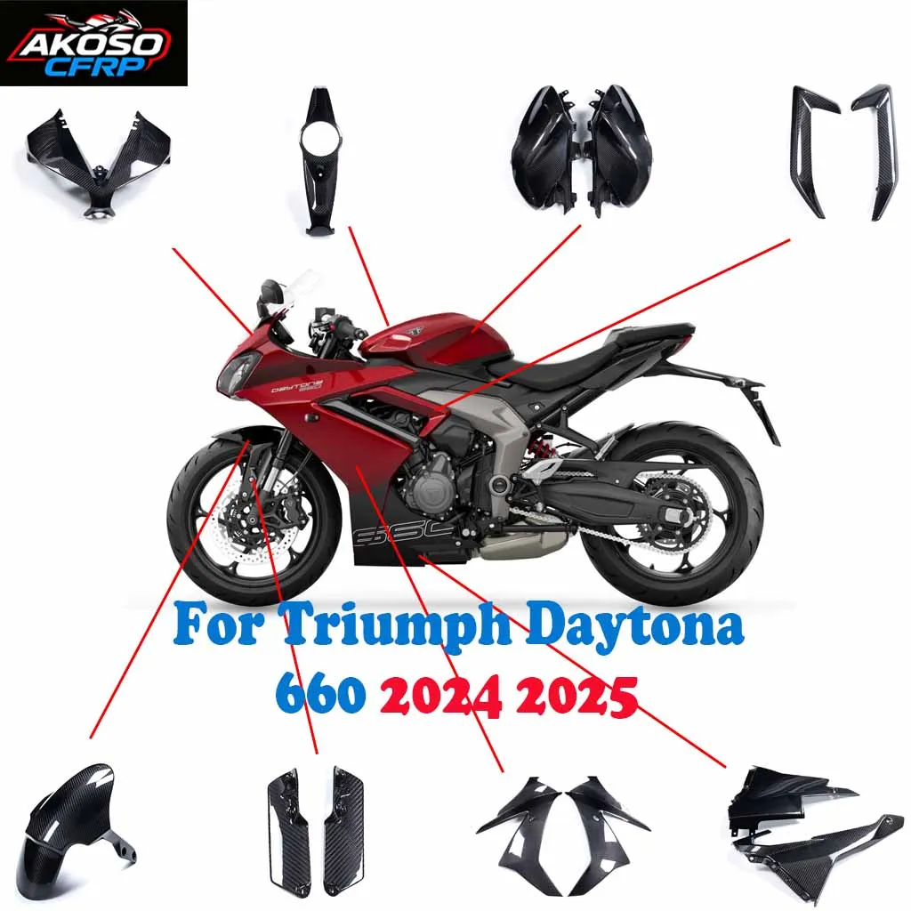 

For Triumph Daytona 660 2024 2025 Motorcycle Carbon Fiber Fender Cover Fuel Tank Side Panels Protector Accessories Front Fairing