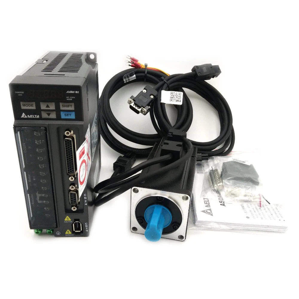 Delta AC B2 Servo 400W ASD-B2-0421-B ECMA-C20604RS ECMA-C20604SS Freno 0.4KW 1.27NM 60mm Flangia Kit di azionamento motore e cavo da 3 m