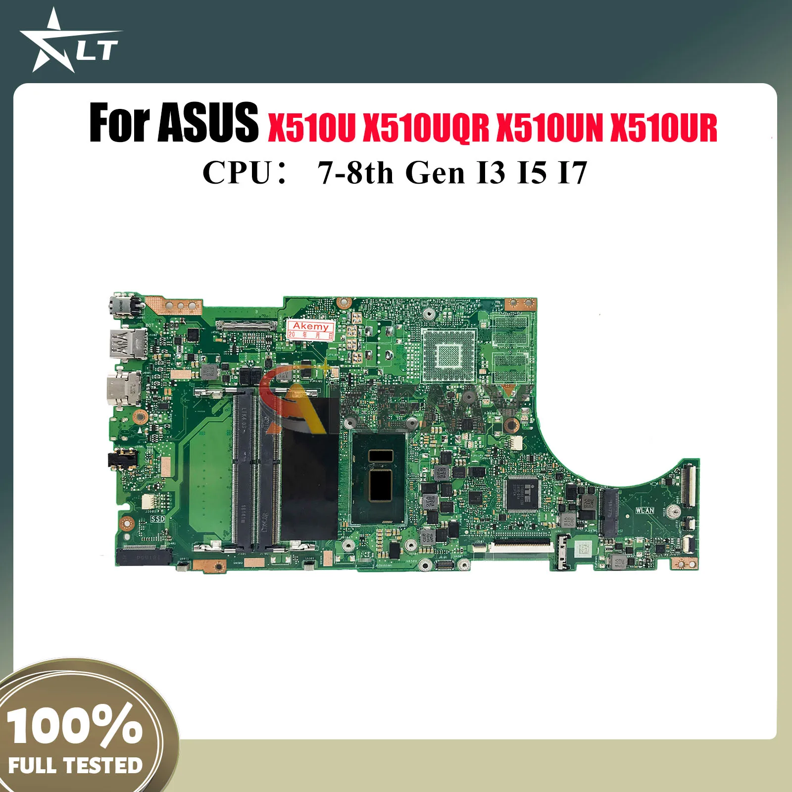 

X510UN Материнская плата для ноутбука ASUS A510U X510UNO X510UQR X510UR X510U X510UNR X510UA S510U X510URR X510UQ Материнская плата I3 I5 I7 CPU