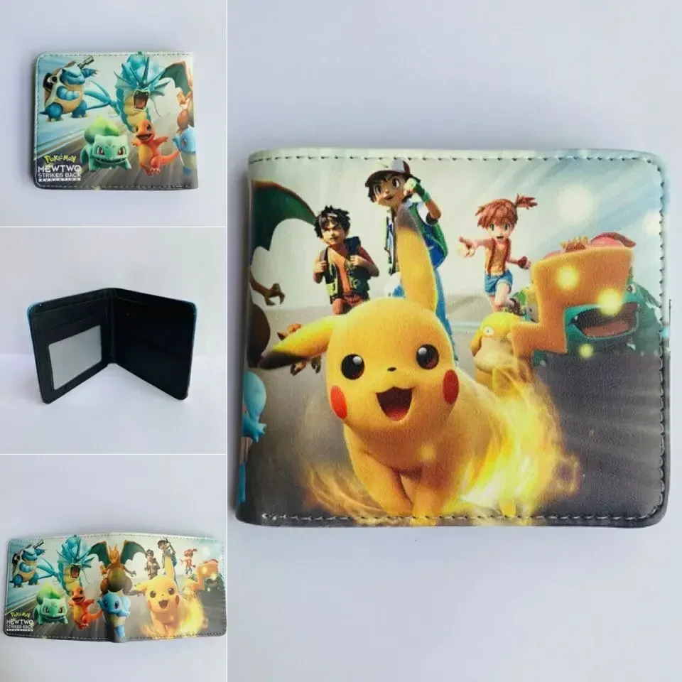 Pokémon Pikachu Wallet Cartoon Mewtwo Gengar Eevee Kirbymon Action Anime Figures PU Wallet Cute Cartoon Student Coin Purse Gift