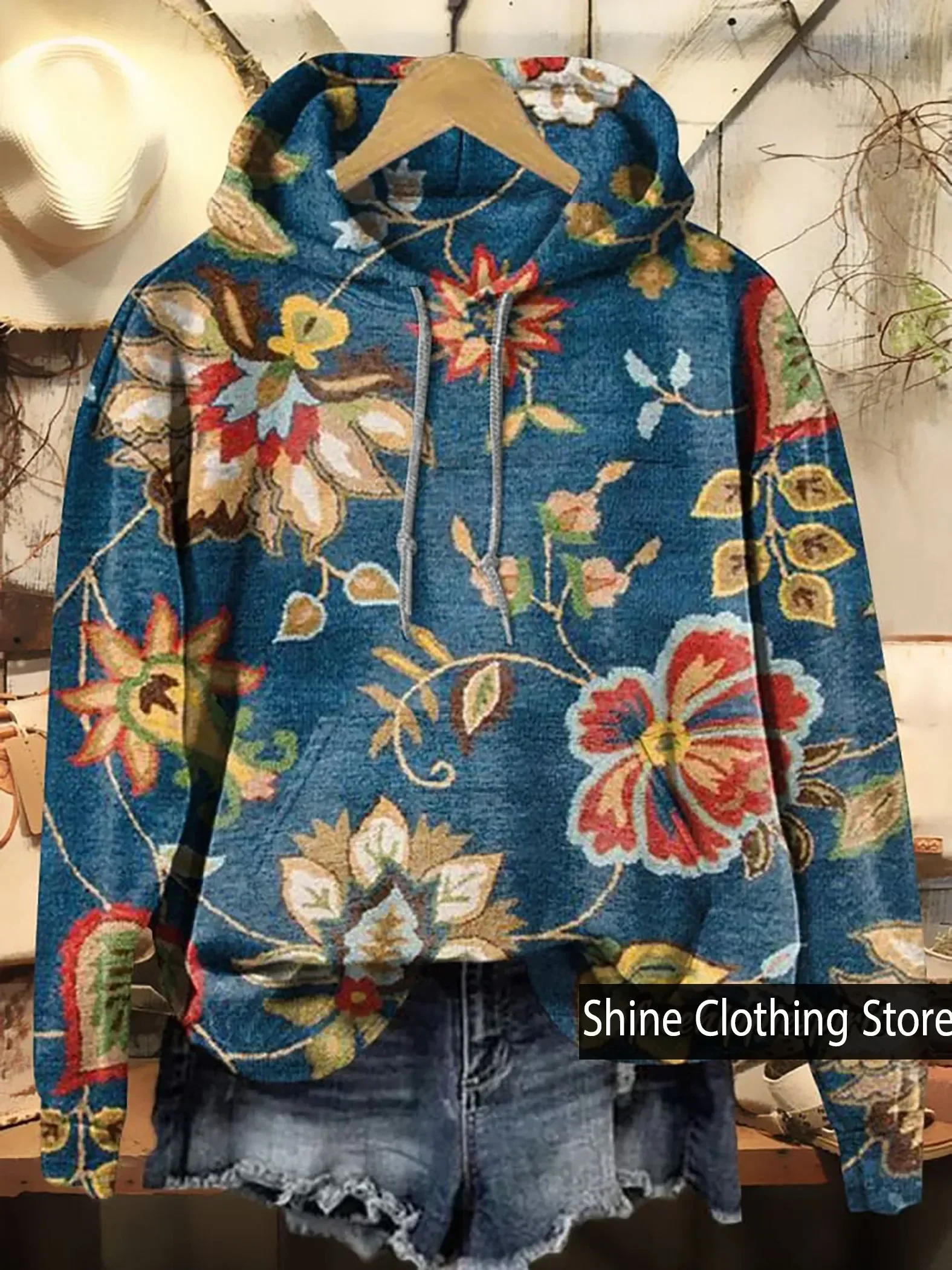 Women's Boho Style Vintage Floral Hoodie Sweatshirt,Sudaderas Para Mujer,Winter Clothes Women,sweatshirt Hoodie,hoodies Y2k