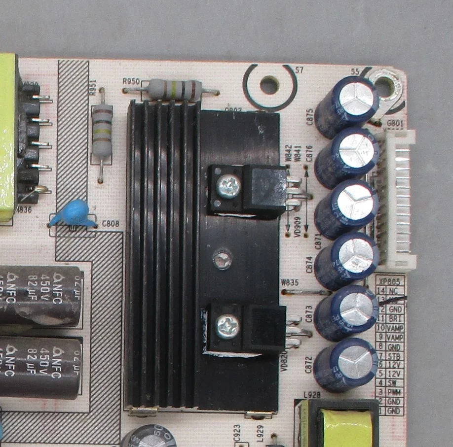 Desmonte la placa de alimentación Hisense Led60e5u, Rsag7 820,7707, 2 pines, 14 pines, condensador Dual