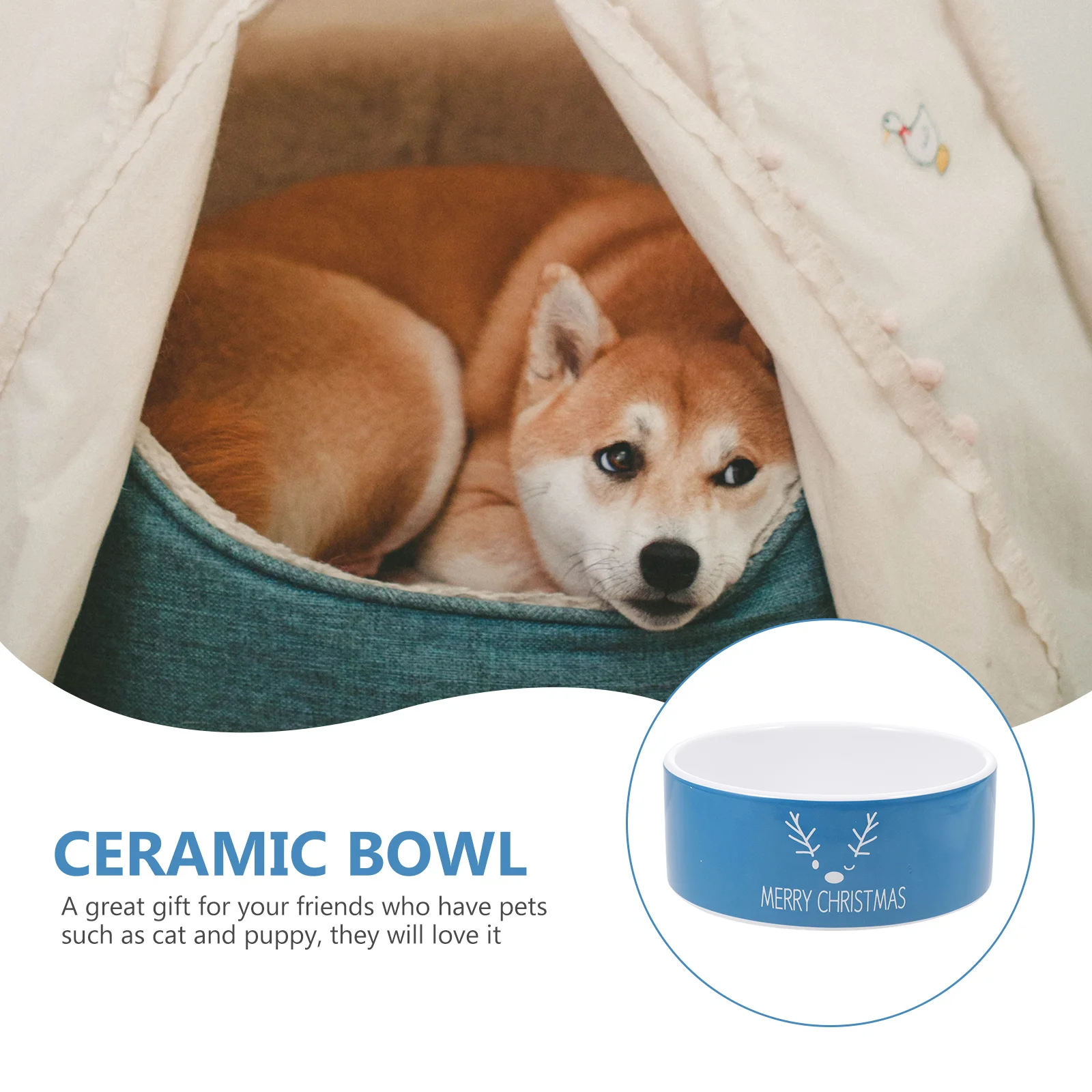 

1Pcs Christmas Elk Design Ceramic Cat Water Feeder Stable Anti-Tip Pet Feeding Bowl Long-Lasting Dog Bowl Cat Water Feeder