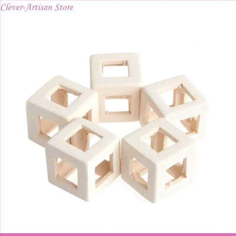 E06B Aquarium Decor Ceramic Cubic Cave House for Betta Cichlid Hiding Rest Spawning