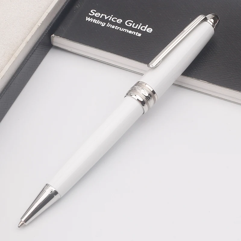 Luxury Ceramic White 163 MB Ballpoint Pen Monte Design Fashion Business Rollerball Fountain Pens Metal Silver Gold Stationery