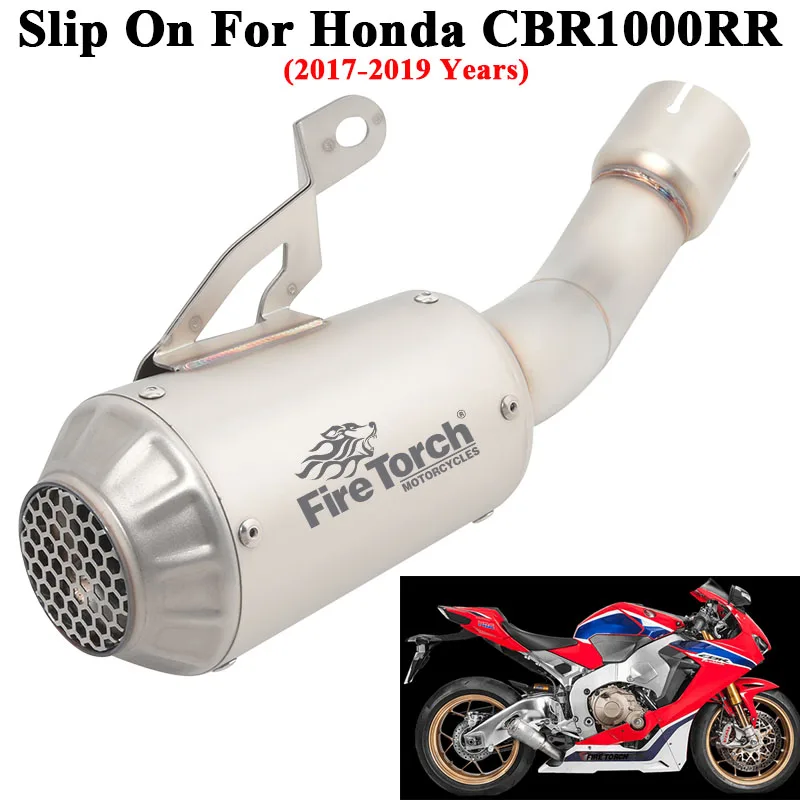 

Slip On For Honda CBR1000RR SP CBR1000 2017 2018 2019 Motorcycle GP Exhaust Escape Systems Modify Link Pipe Muffler With Mesh