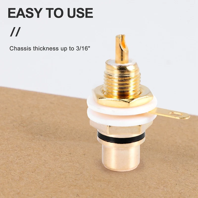 20Pcs Gold Plated RCA Terminal Jack Plug Female Socket Chassis Panel Connector For Amplifier Speaker