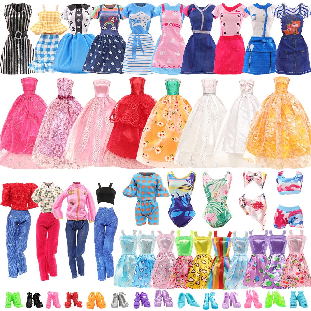 Doll Accessories 24 Items=3 Large Skirts+3 Top Pants+3 Suspender Skirts+3 Fashion Skirts+2 Swimsuits+10 Shoes 11.5inch Doll Kid