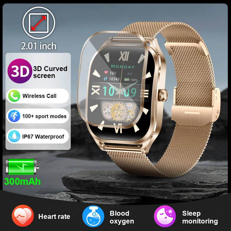 

LIGE Smart Watch Women 3D Curved Screen Smartwatch BT Call Sports Waterproof Bracelet Health Monitor Watches For Men Women 2024