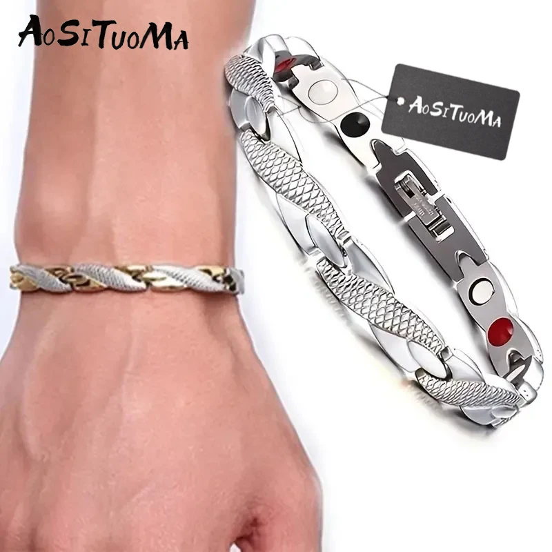 1pc Snake Dragon Pattern Magnetic Therapy Bracelet Healthy Weight Loss Bracelet Sports Bracelet Luxury Jewelry For Women MenGif