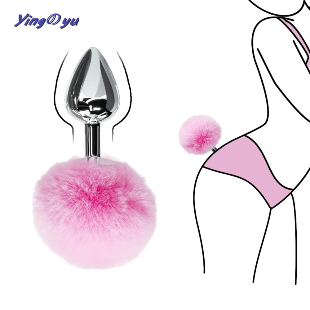 Kawaii Bunny Buttplug Tail With Rabbit Plush Ear Metal Anal Plug Anus Sex Toys for Women Gay Adult Games Lover Christmas Gifts