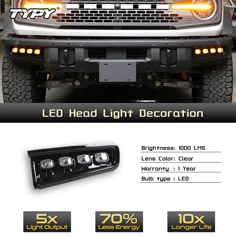 

TYPY Car LED Fog Lamp For Ford Bronco Everglades / Raptor 2021-2023 Car LED Daytime Running Light Dynamic Turn Signal