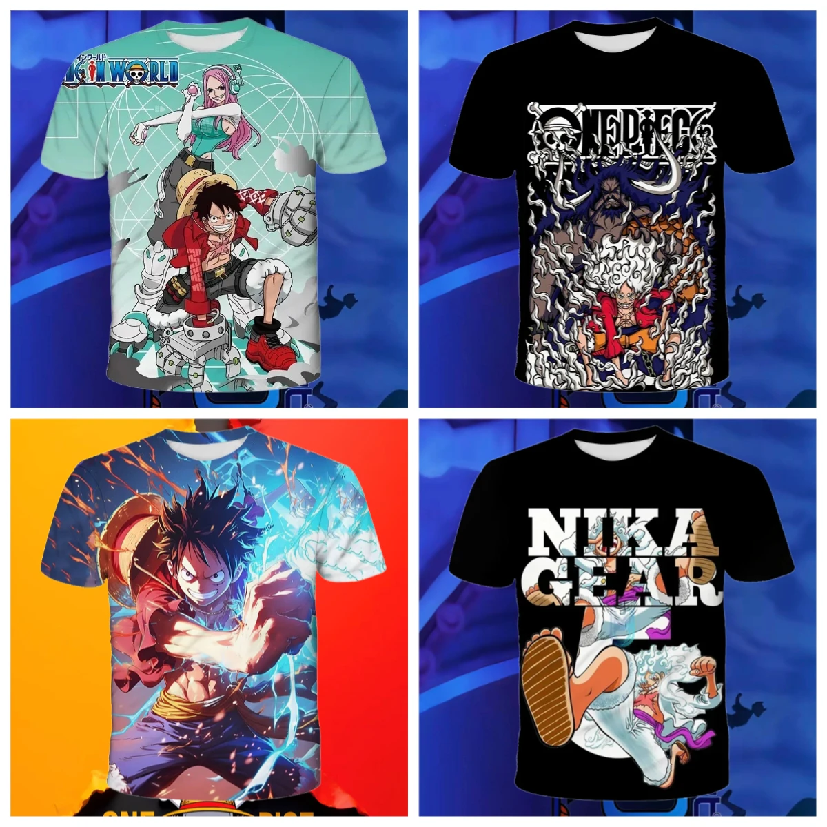 

25_26 Summer Hot-selling New Japanese Animation ONE PIECE Cartoon 3D Printed Top Outdoor Leisure Street Breathable T-shirt