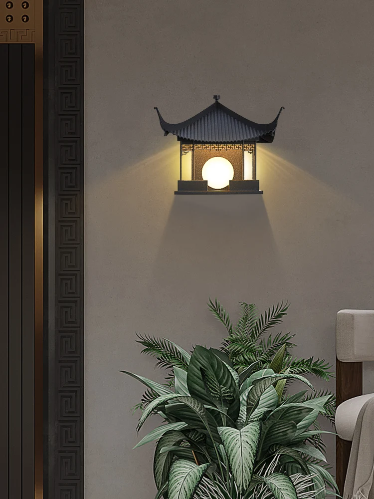 New Chinese style outdoor wall lamp antique villa door, outdoor wall lamp, front lamp, exterior wall lamp, waterproof courtyard