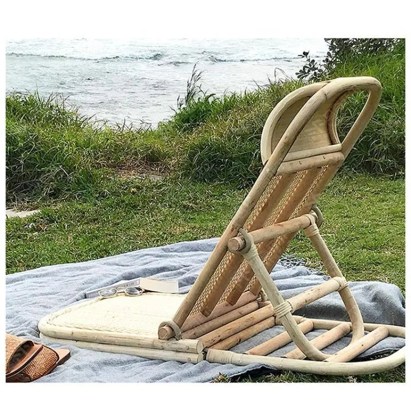 Rattan Back Chair ins Japanese Multifunctional Beach Chair Folding Lounge Chair Leisure Chair