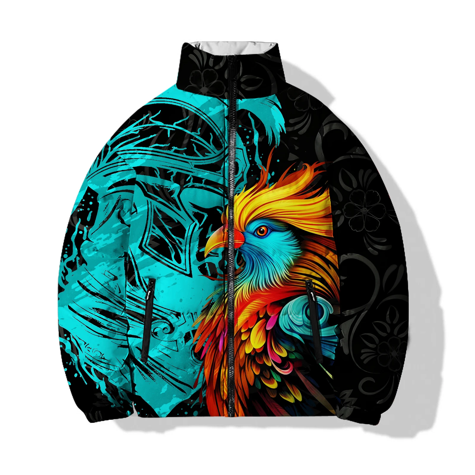 Fashion Dragon and Phoenix Print Parkas Casual and Versatile Men\'s Winter Coats Winter New Style Mens Clothing Jackets Man Coat