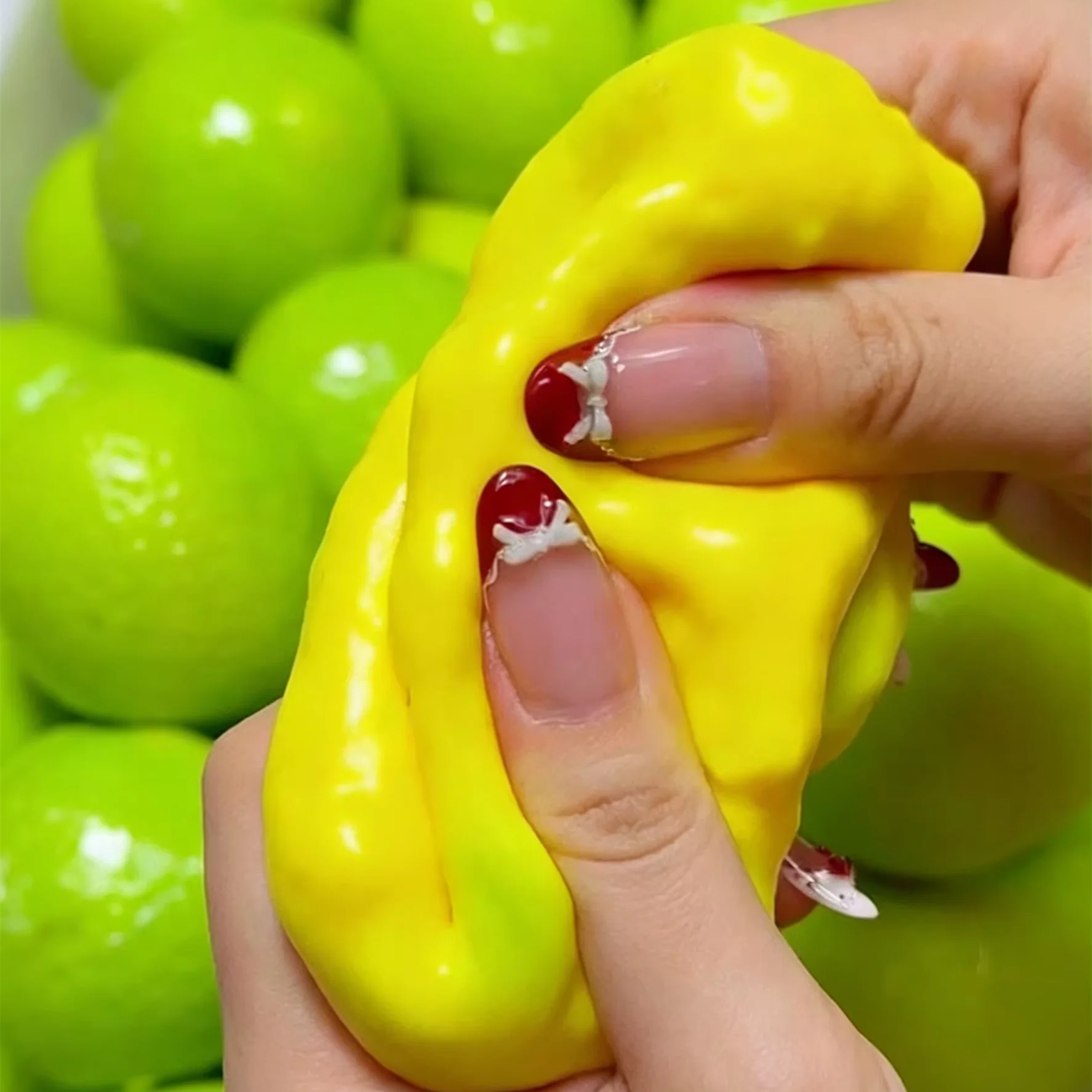 2026 Neuer handgemachter knuspriger Zitronen-Stressball, farbwechselnder Mango-Squishy-Fidget-Ball, ASMR sensorisches Stressabbau-Spielzeug