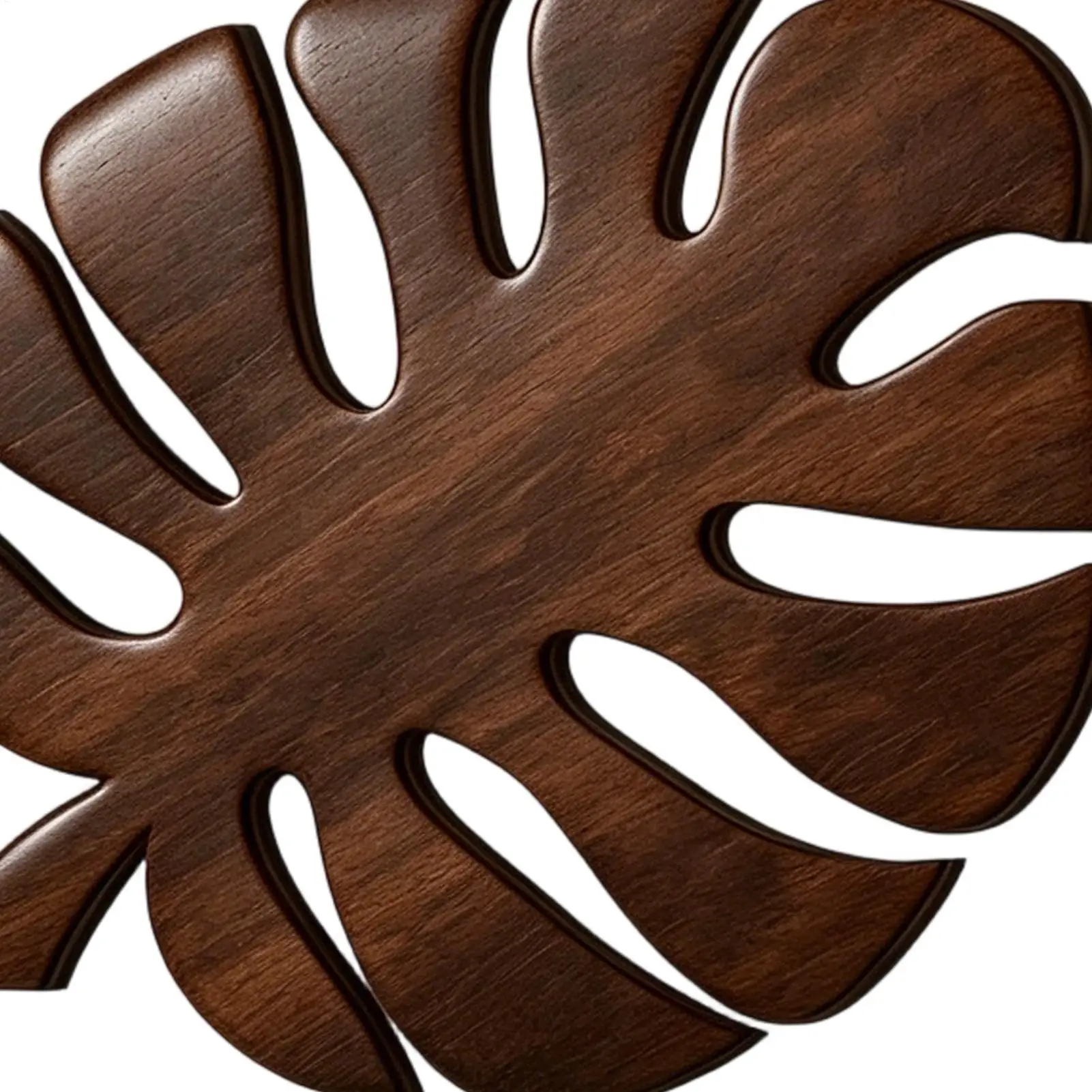 3Pcs Wooden Heat Resistant Trivet Set Monstera leaves Design Kitchen Countertop Protector Desk Decor Table Coasters Cup Holder