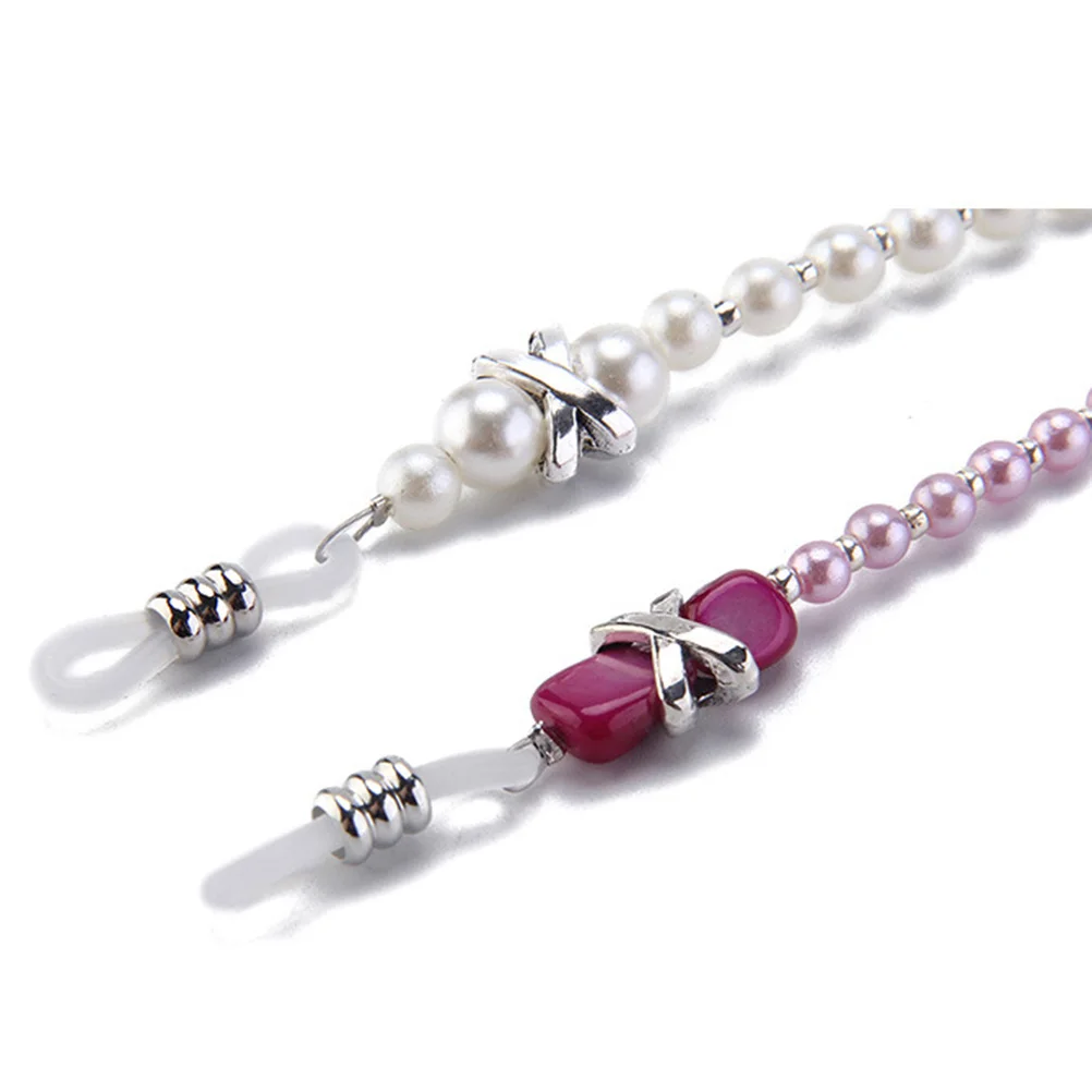 

2pcs Anti-Skid Glasses Cord Imitation Pearl Beaded Eyeglasses Strap For Reading Sunglasses Outdoor Sports Hanging Neck Lanyard