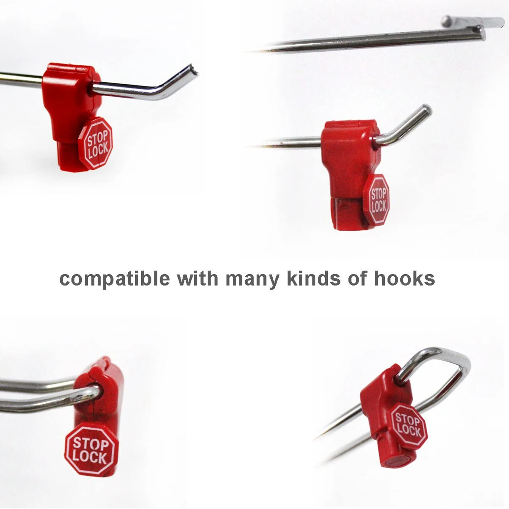 ABYL Peg Hook Lock Stop Lock 100 Pieces Plastic Red Stop Lock Anti-Theft Lock Retail Pin Hook Safety Display Hook Lock