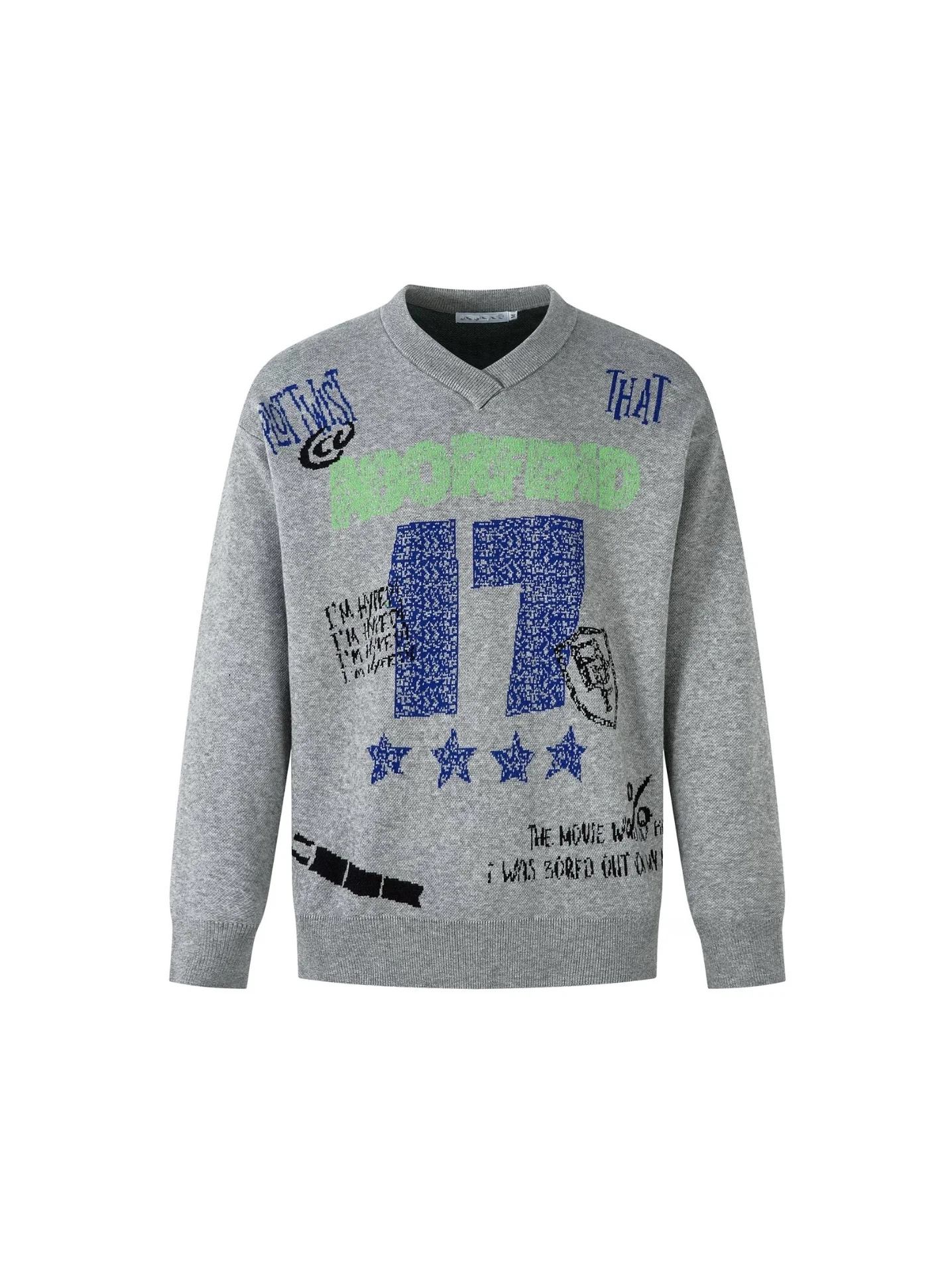 

Свитер V-Ne в американском стиле ретро с буквенным принтом, свободная повседневная вязаная верхняя одежда для мужчин и женщин, осень-зима, новый модный Sle