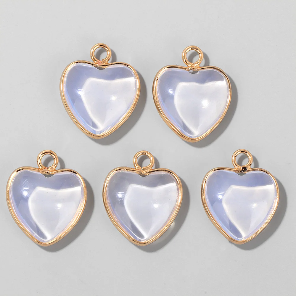 Cute Heart Shape Stone Pendant Natural Gem Charm