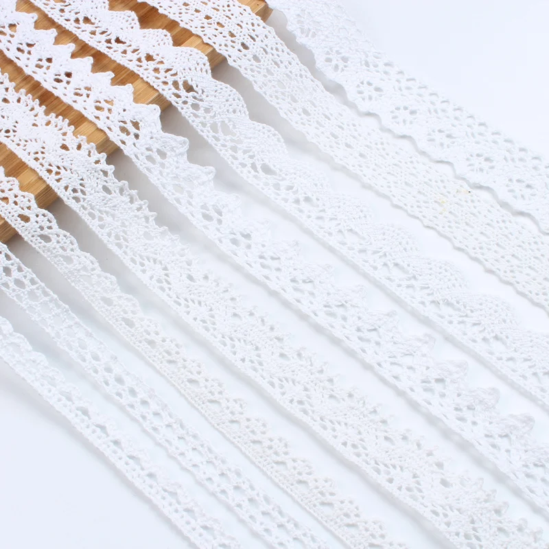 (4.6Meters/Roll) 5Yards White Cotton Embroidered Lace Net Dress Ribbons Fabric Trim DIY Sewing Handmade Crafts Materials