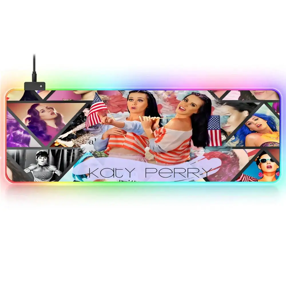 Singer K-Katy P-Perrys MAISTO Mouse Pad RGB Large Gaming Mouse Pad Non-slip Rubber Base Keyboard Pad Extra Large Luminous LED Mo