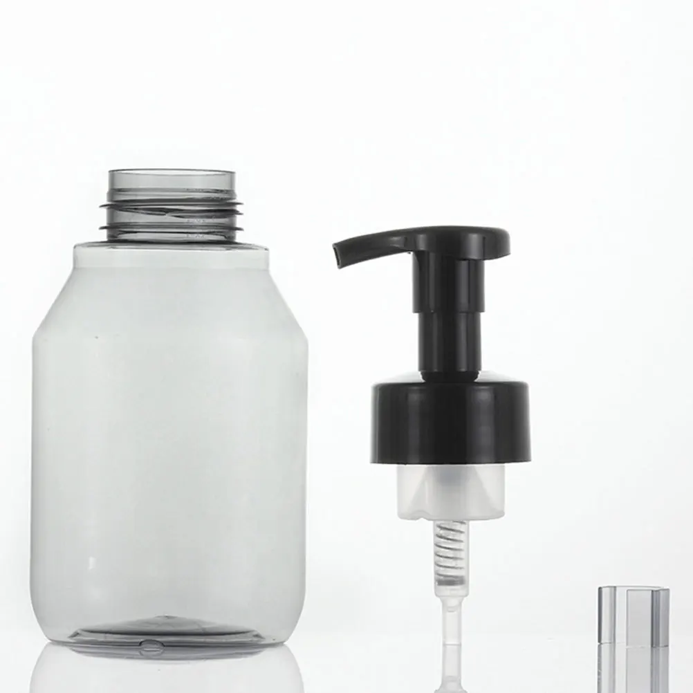 2 قطعة زجاجات رغوية لموزع المضخة 350 مللي قابلة لإعادة الملء شفافة سوداء محمولة لتخزين فقاعات السفر