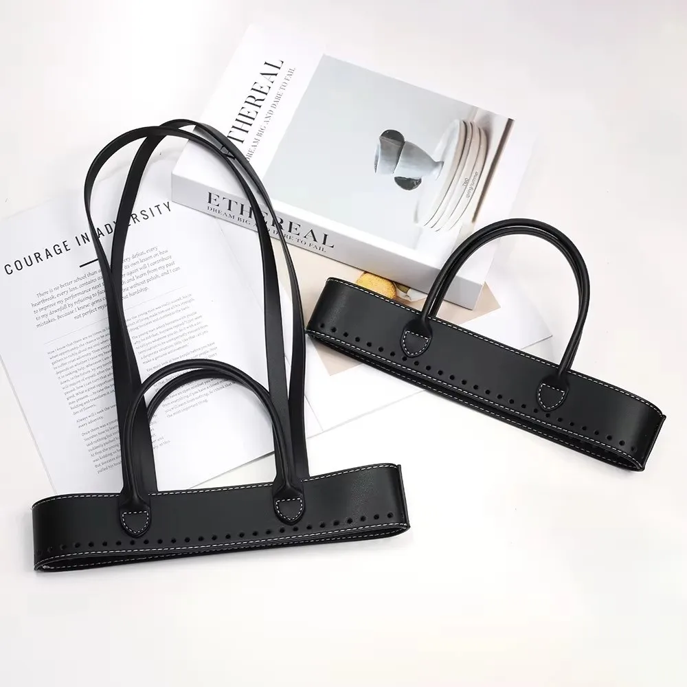 Portable PU Leather Crochet Bag Accessories Replacement Part Lightweight PU Leather Bag Handle Bucket Bag Handle