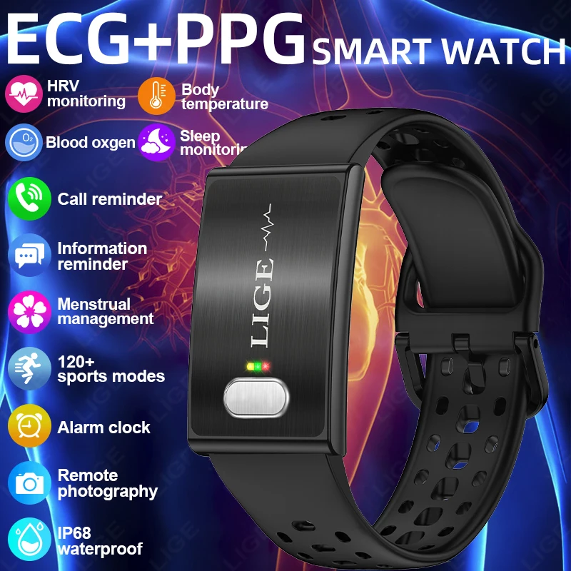 

2026 New ECG Health Smart Bracelet Men Women Heart Rate Blood Pressure Body Temperature Monitor Waterproof Sport Band Smartwatch