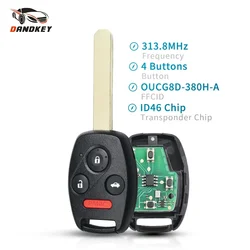 Dandkey For Honda Civic Pilot Accord Sedan 2008 2009 2010 2011 2012 Remote Key KR55WK49308 With ID46 Chip 313.8MHz 3+1 Buttons