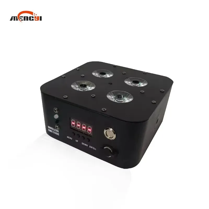 Luz LED RGBWA UV 6 en 1 de 4x18W con batería para almacén, luces elevadoras recargables inalámbricas DMX512 para fiestas de boda, haz de luz blanca