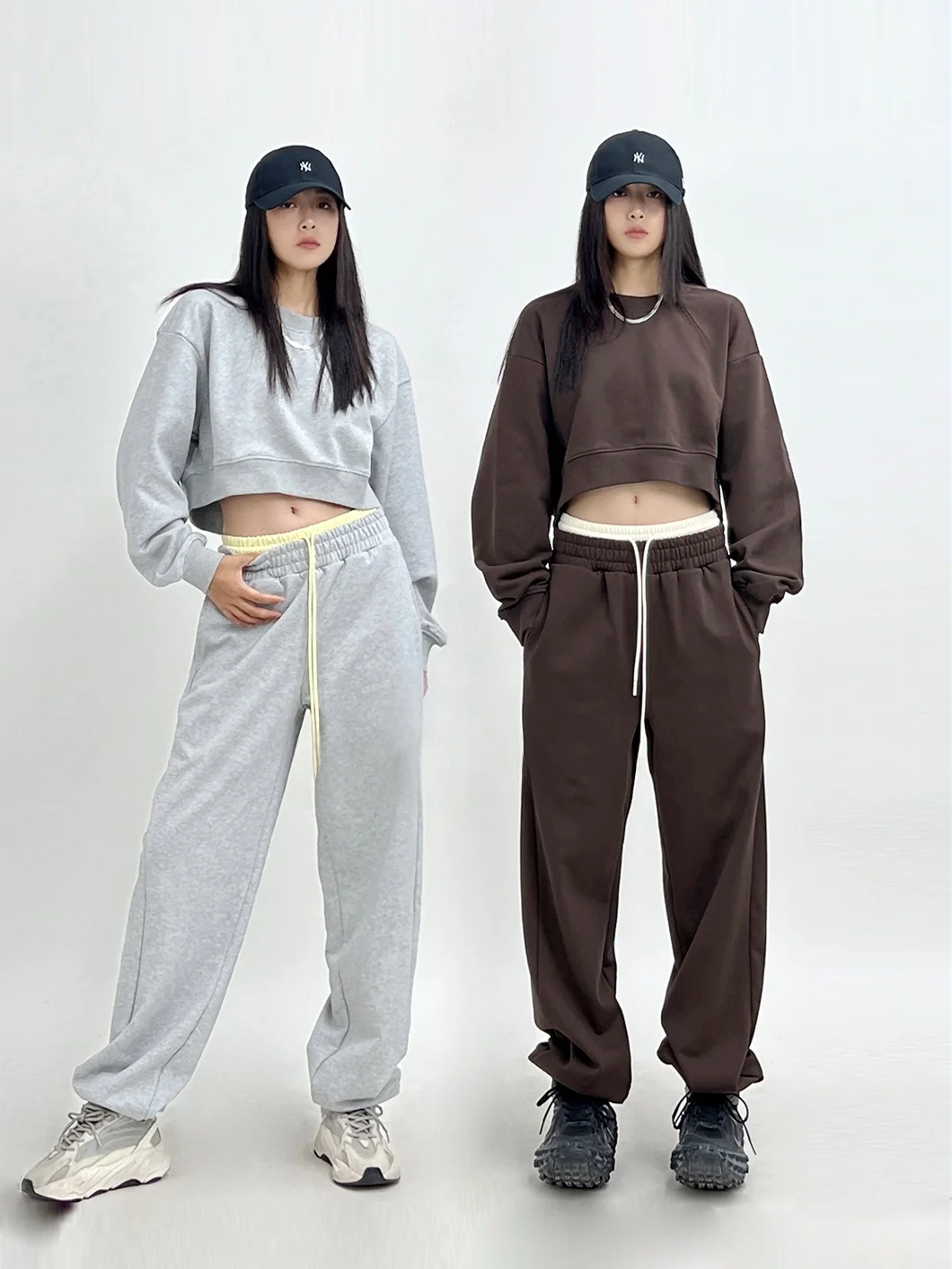 

SUN90 Early Spring American Retro ort Hoodie And Pants Set Casual Slimming Hong Kong Sle Sportswear Cotton Women's Ensemble