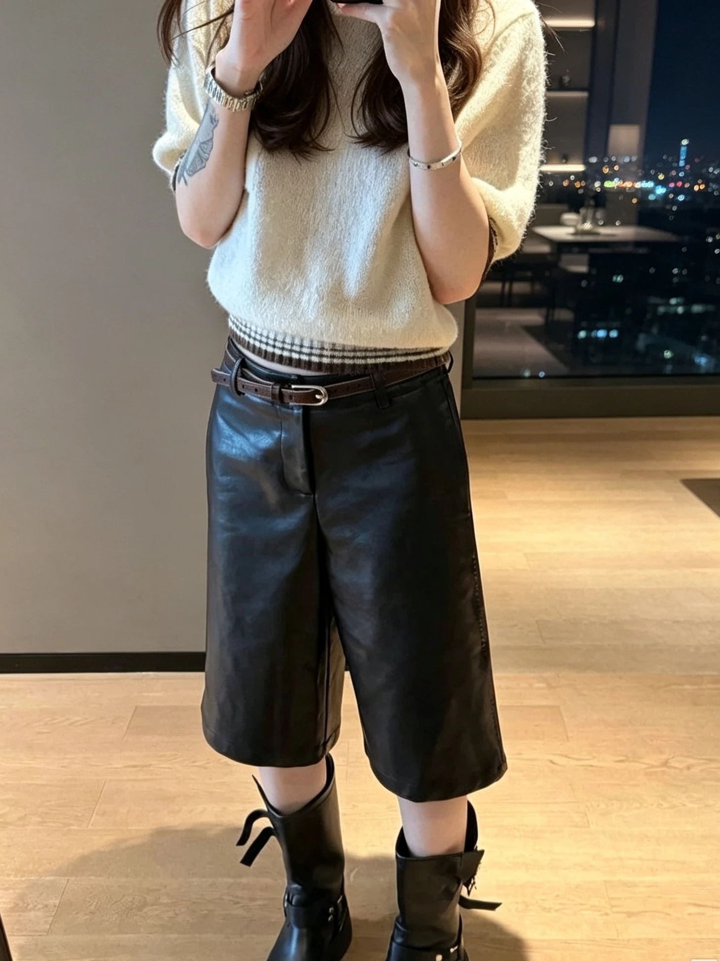 Fashionable Korean Style PU Leather Pants High Waist Straight Leg Slimming Commute Casual Trousers for Women Autumn New Arrival