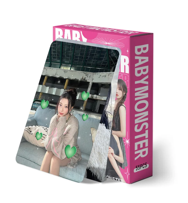 55 unids/set BABYMONSTER Idol nuevo álbum serie HD Printd tarjetas fotográficas CHIQUITA PHARITA RUKA AHYEON ASA RORA HARAM Lomo tarjeta regalo para seguidores